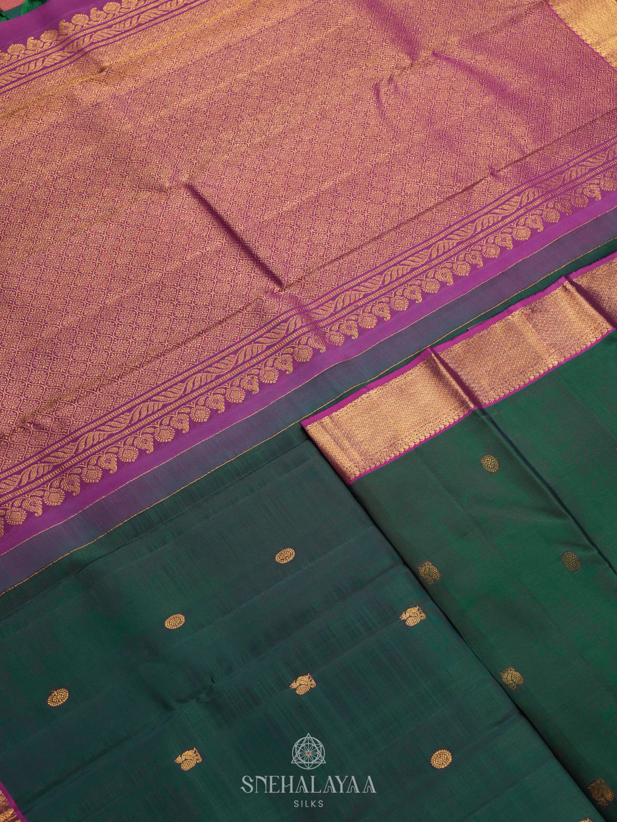 Forest Green Kanjivaram Silk Saree