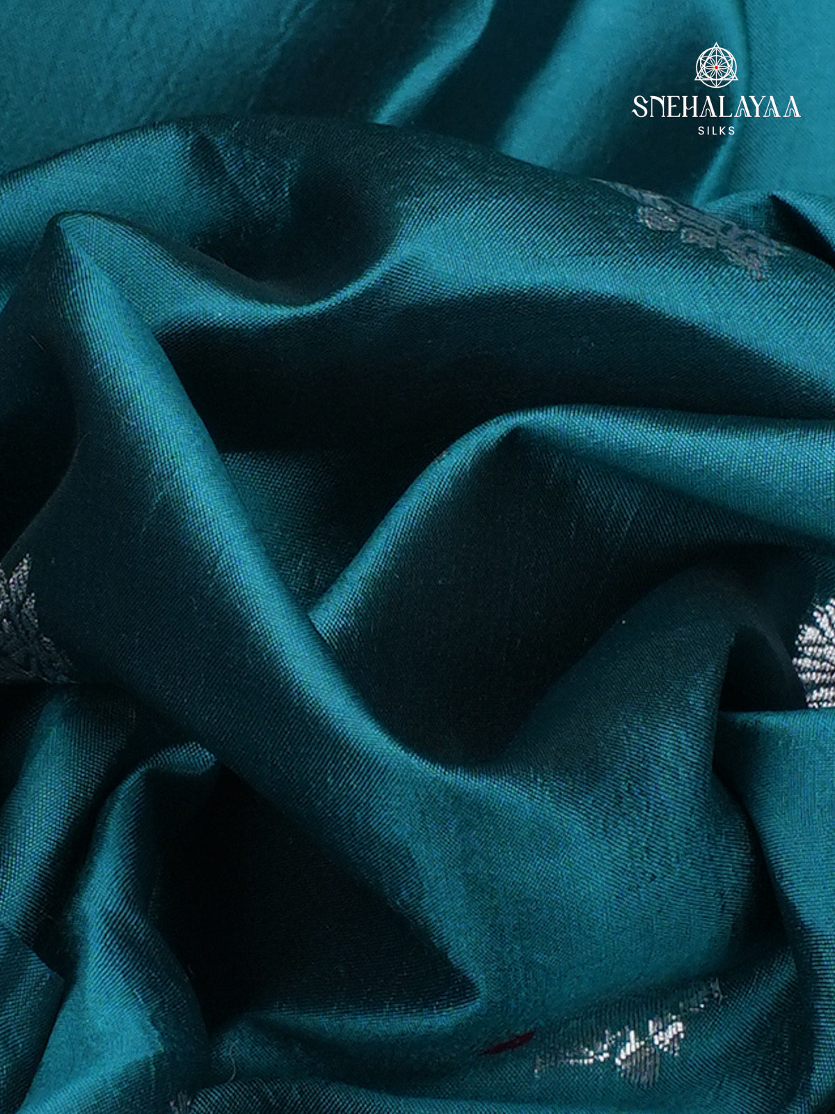 Peacock Blue Chiniya Silk Saree