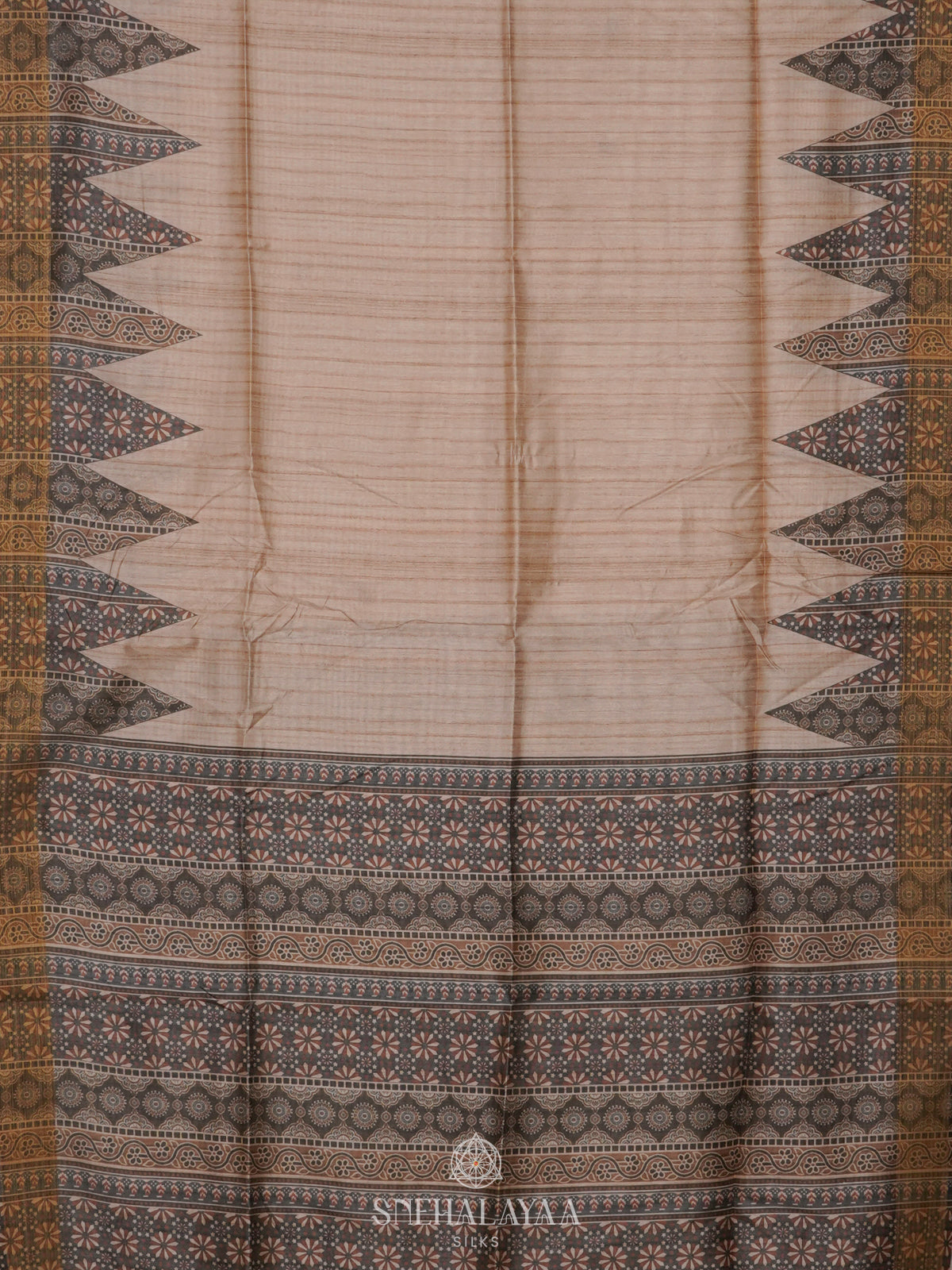Beige Tussar Saree