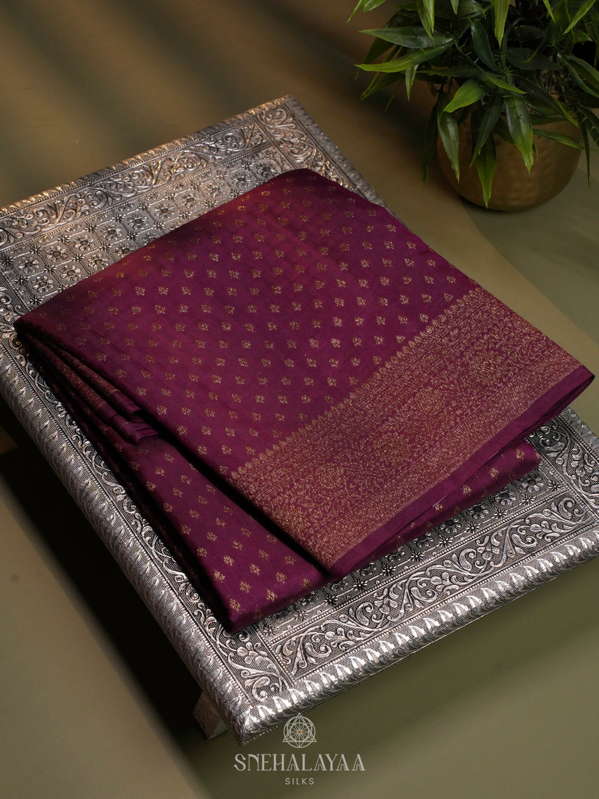 Purple Banaras Raw Silk Saree