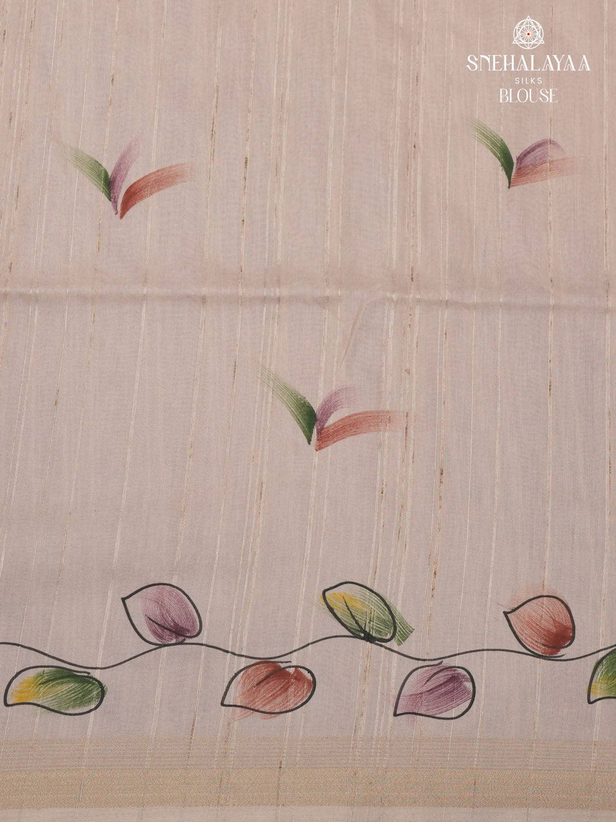 Mauve Rose Floral Printed Tussar Saree