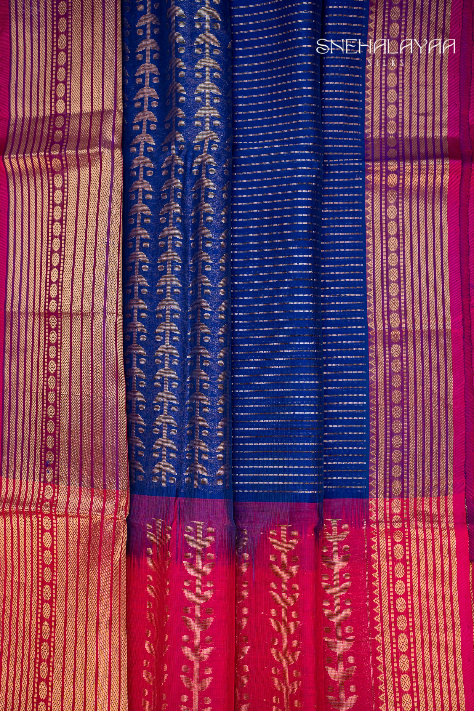 Admiral Blue Silk Cotton Saree