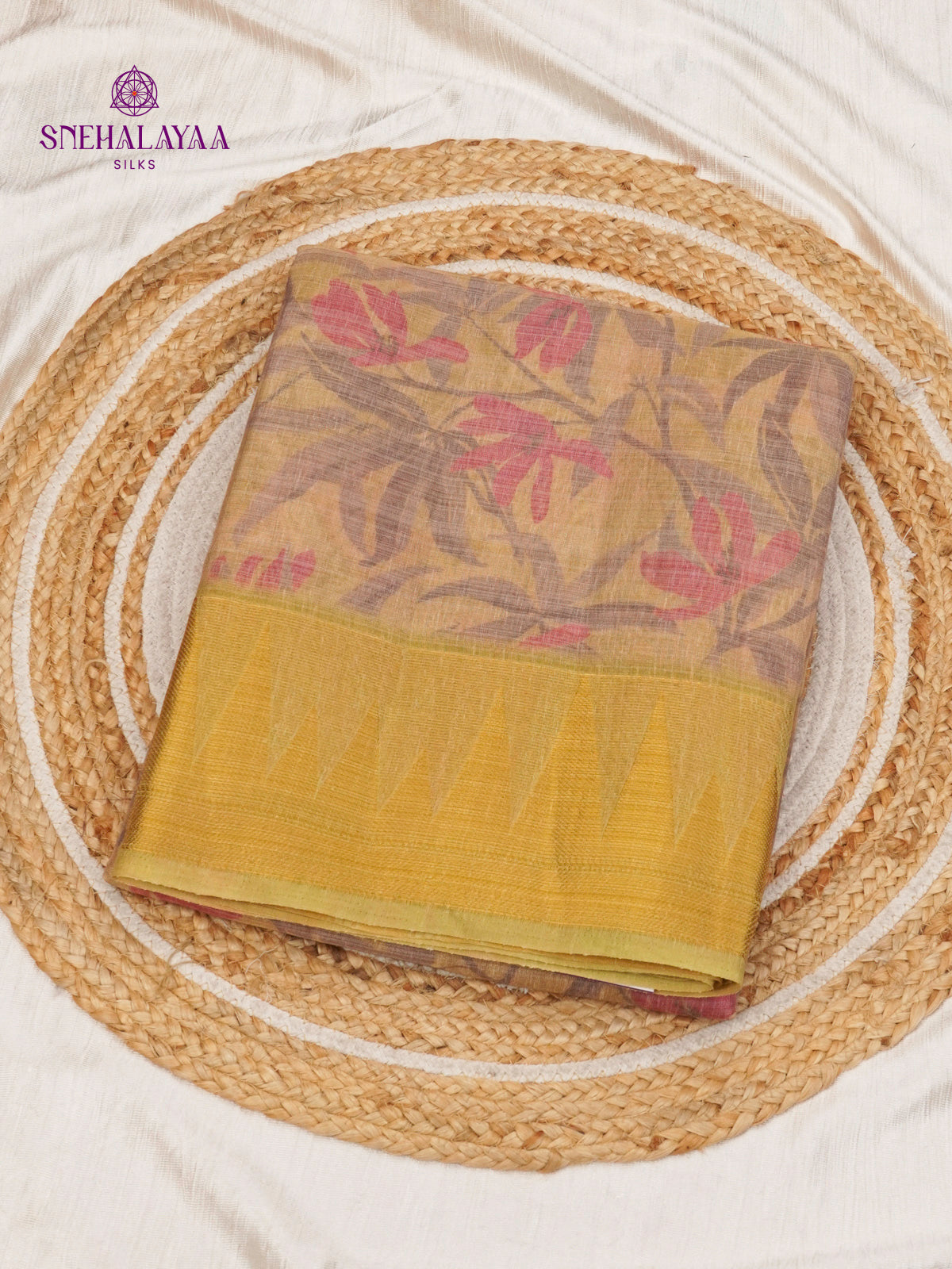Pale Orange Linen Tissue Saree