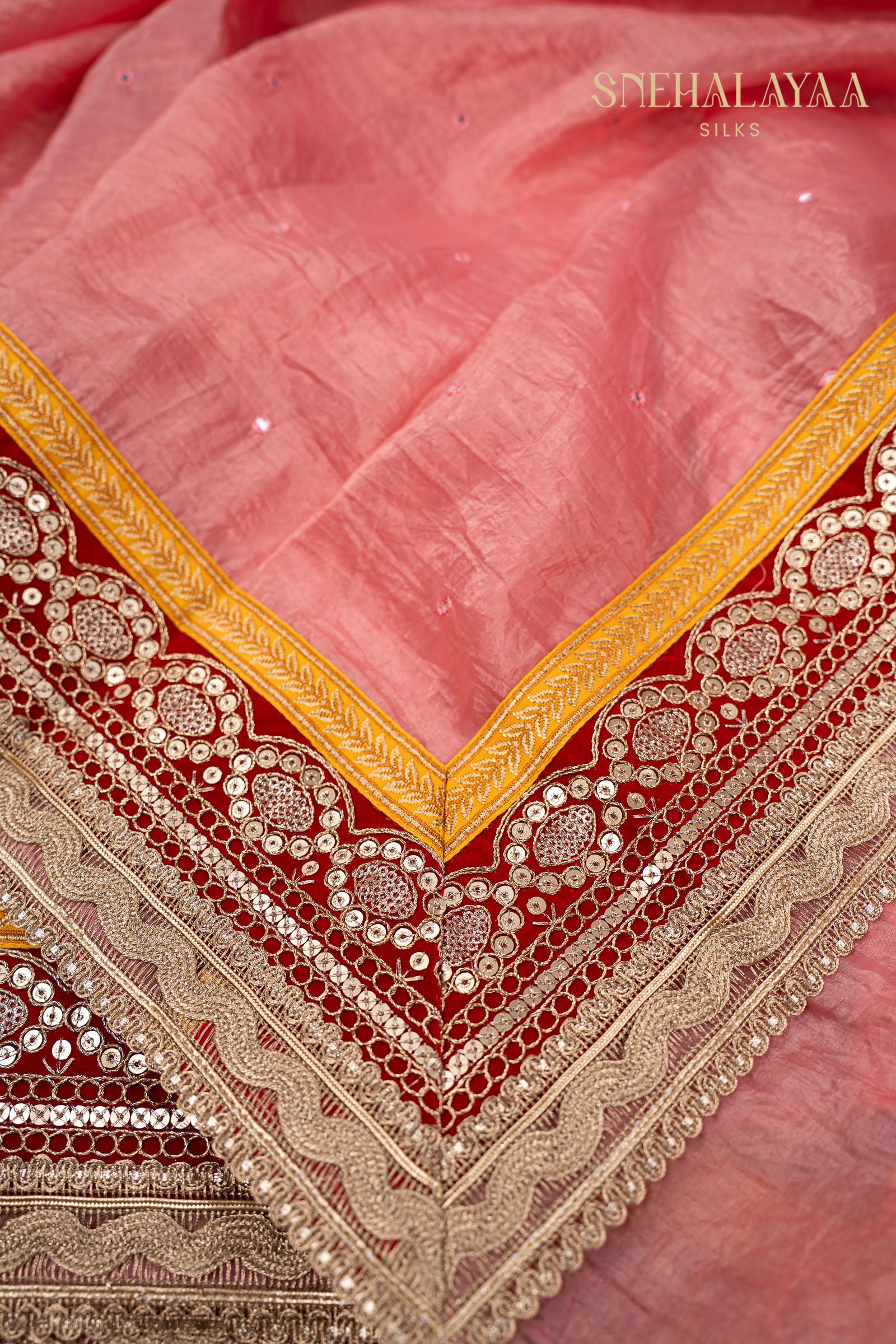 Peach Pink Designer Saree