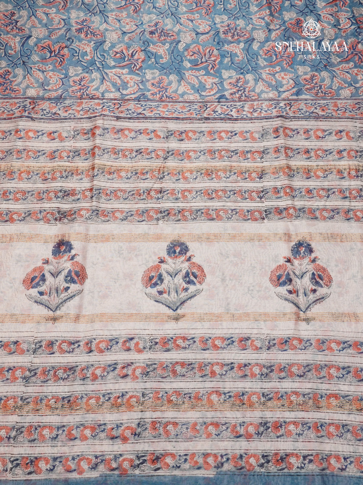 Sea Blue Chanderi Saree