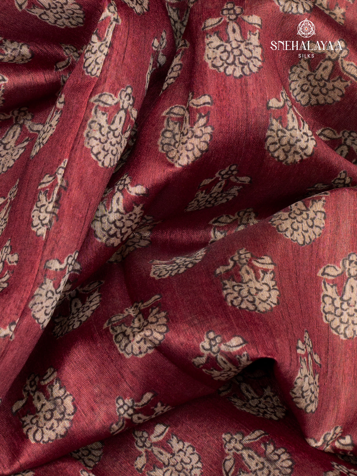 Maroon Munga Tussar Saree