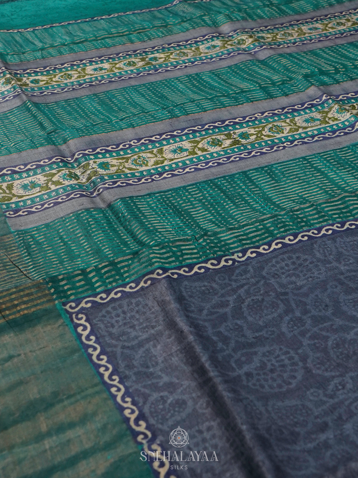 Blue Tussar Saree