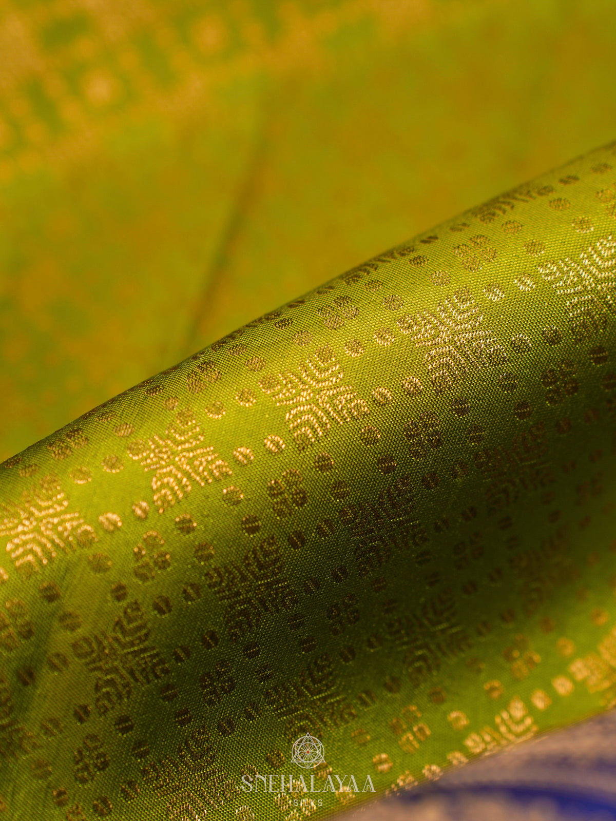 Lime Green Kanjivaram Silk Saree