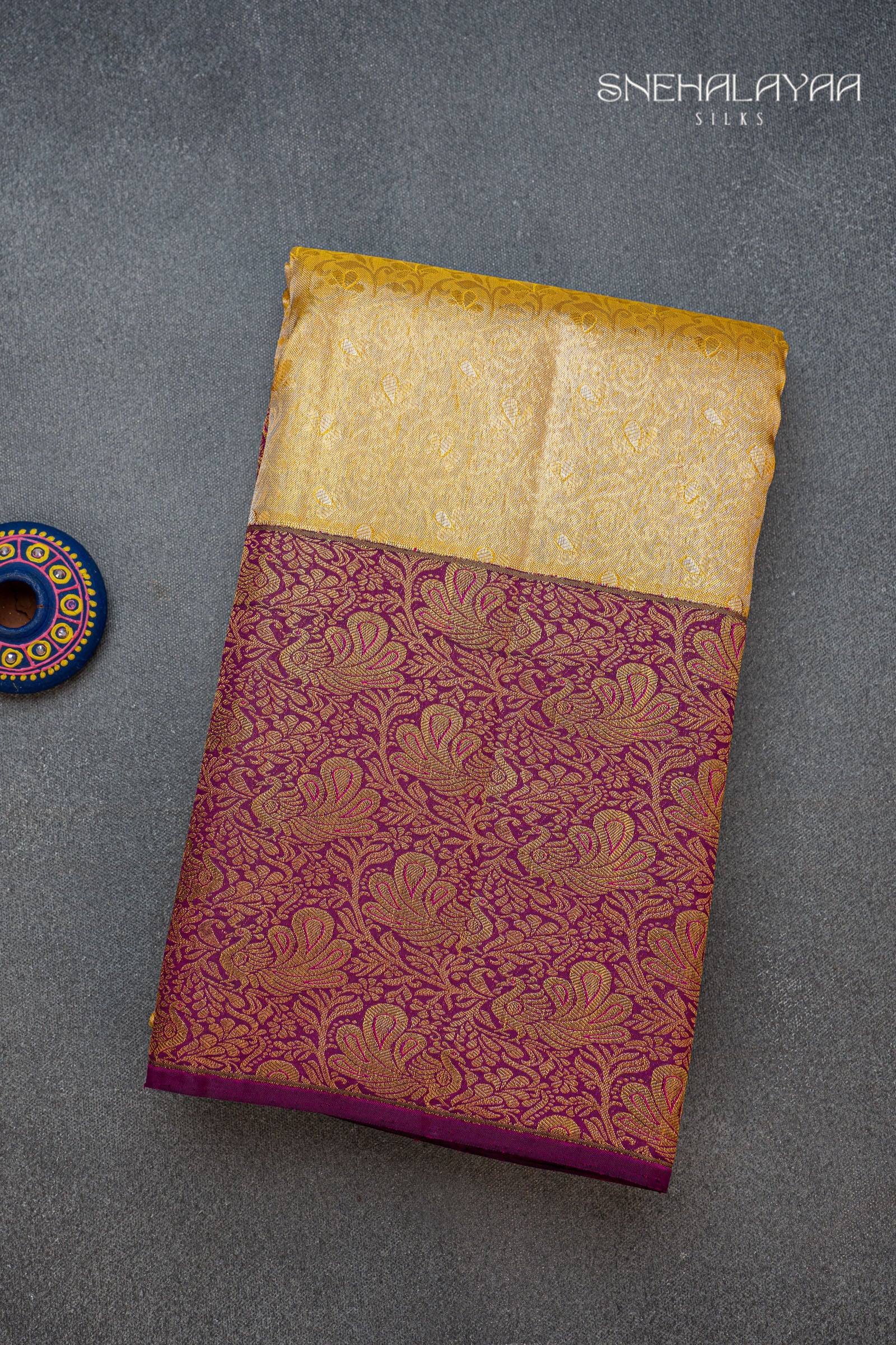 Golden Yellow Kancheevaram Tissue Silk Saree