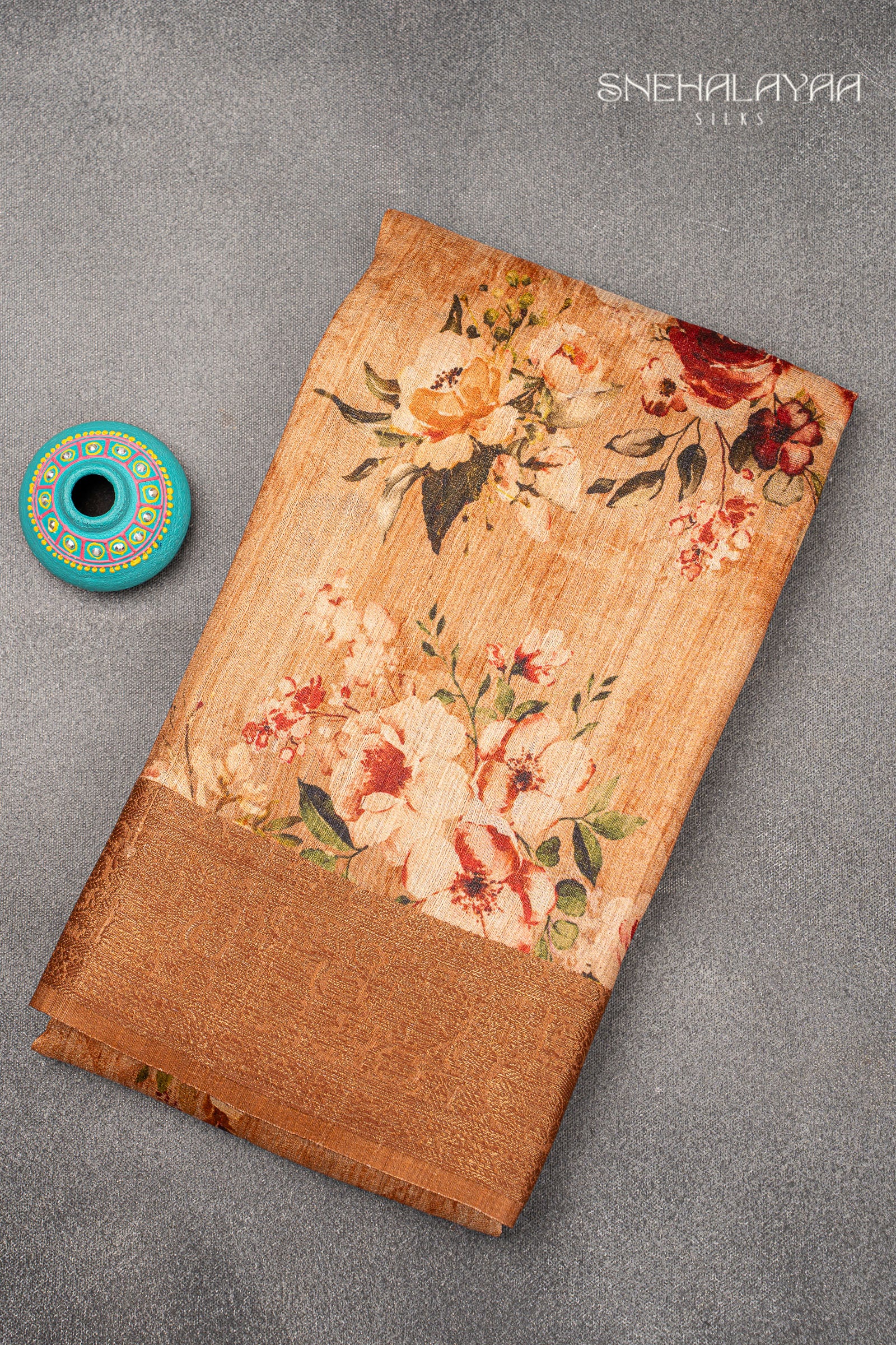 Brown Jute Tussar Saree