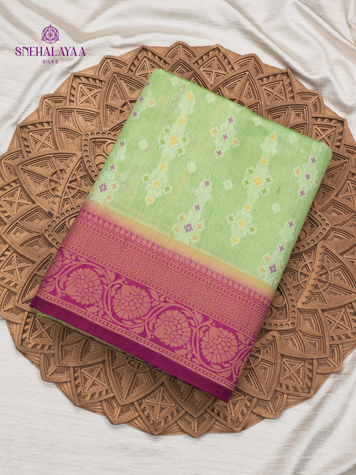 Pista Green Ikat Saree