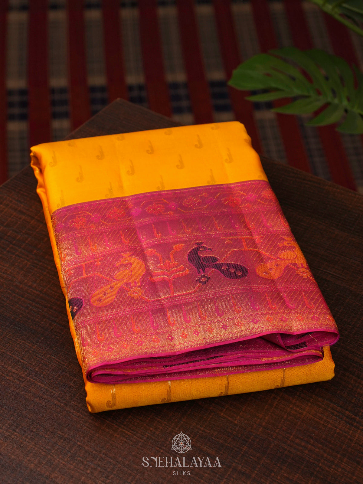 Mango Yellow Kanjivaram Silk Saree