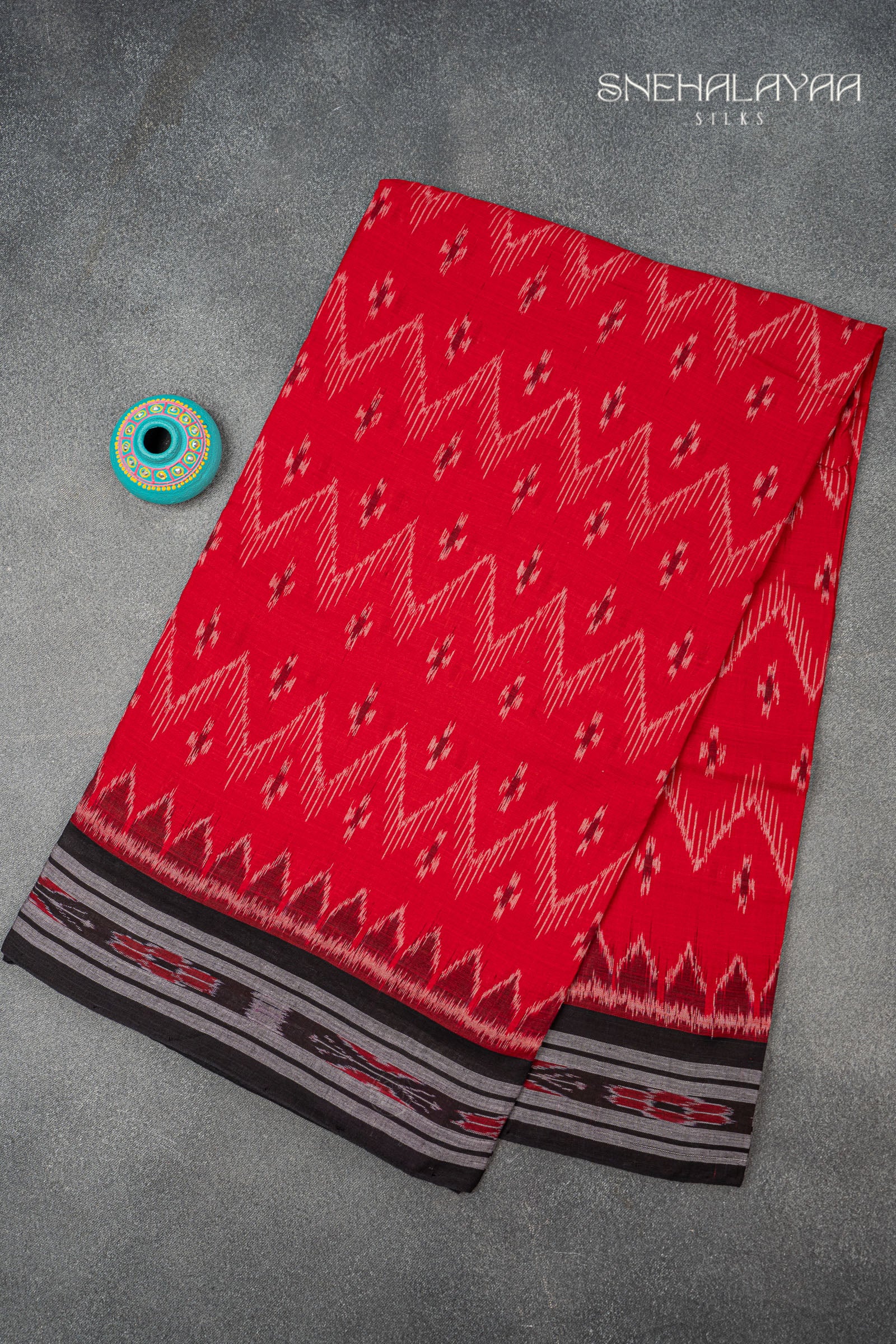 Red Sambalpuri Cotton Saree