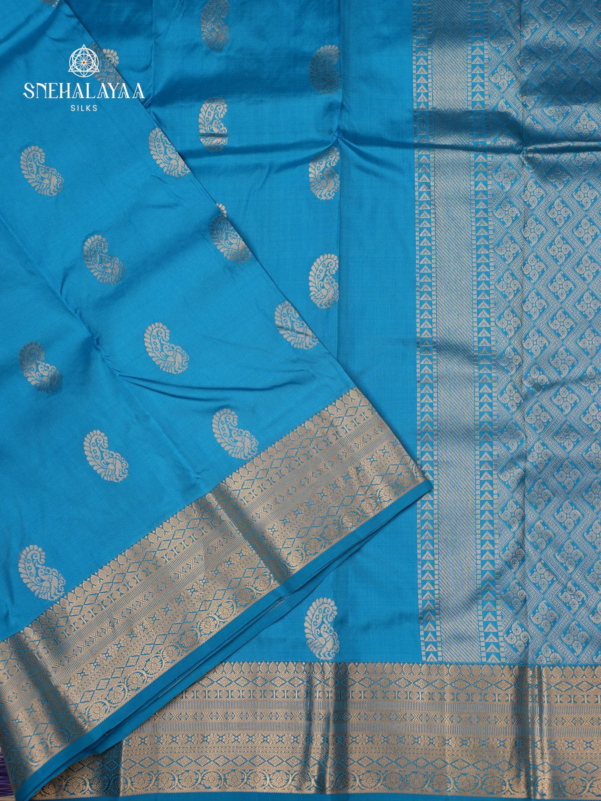 Turquoise Blue Kanjivaram Silk Saree