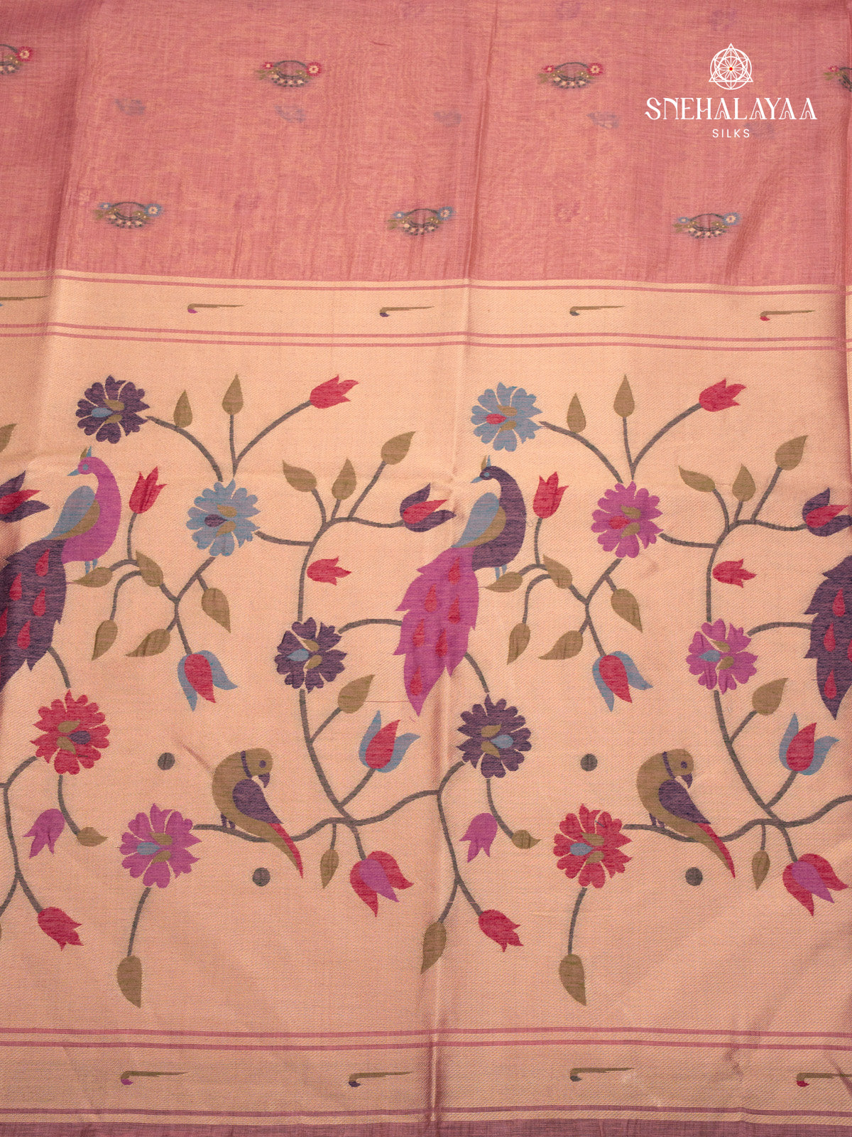 Peach Pink Munga Cotton Saree