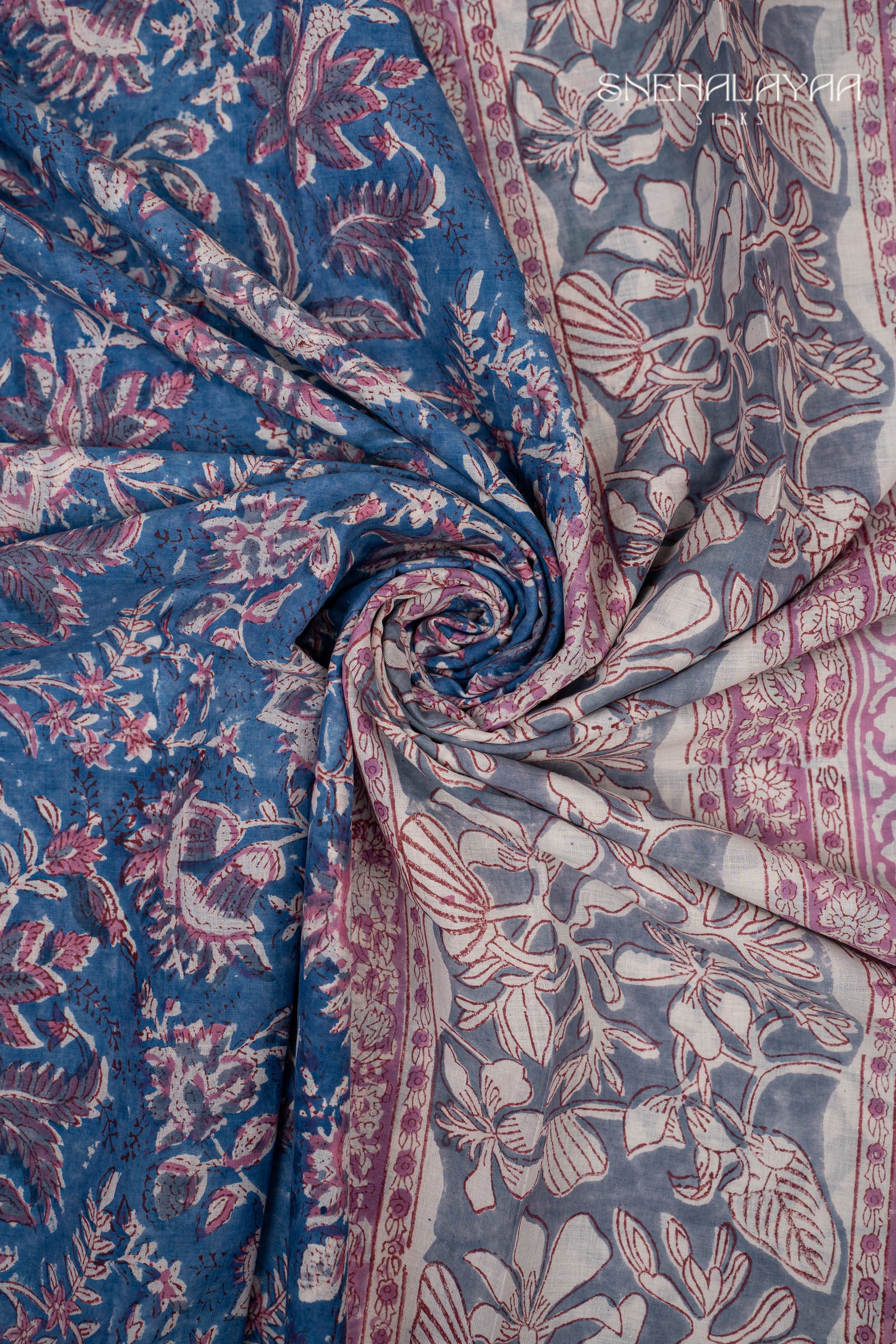 Blue Jaipur Cotton Saree