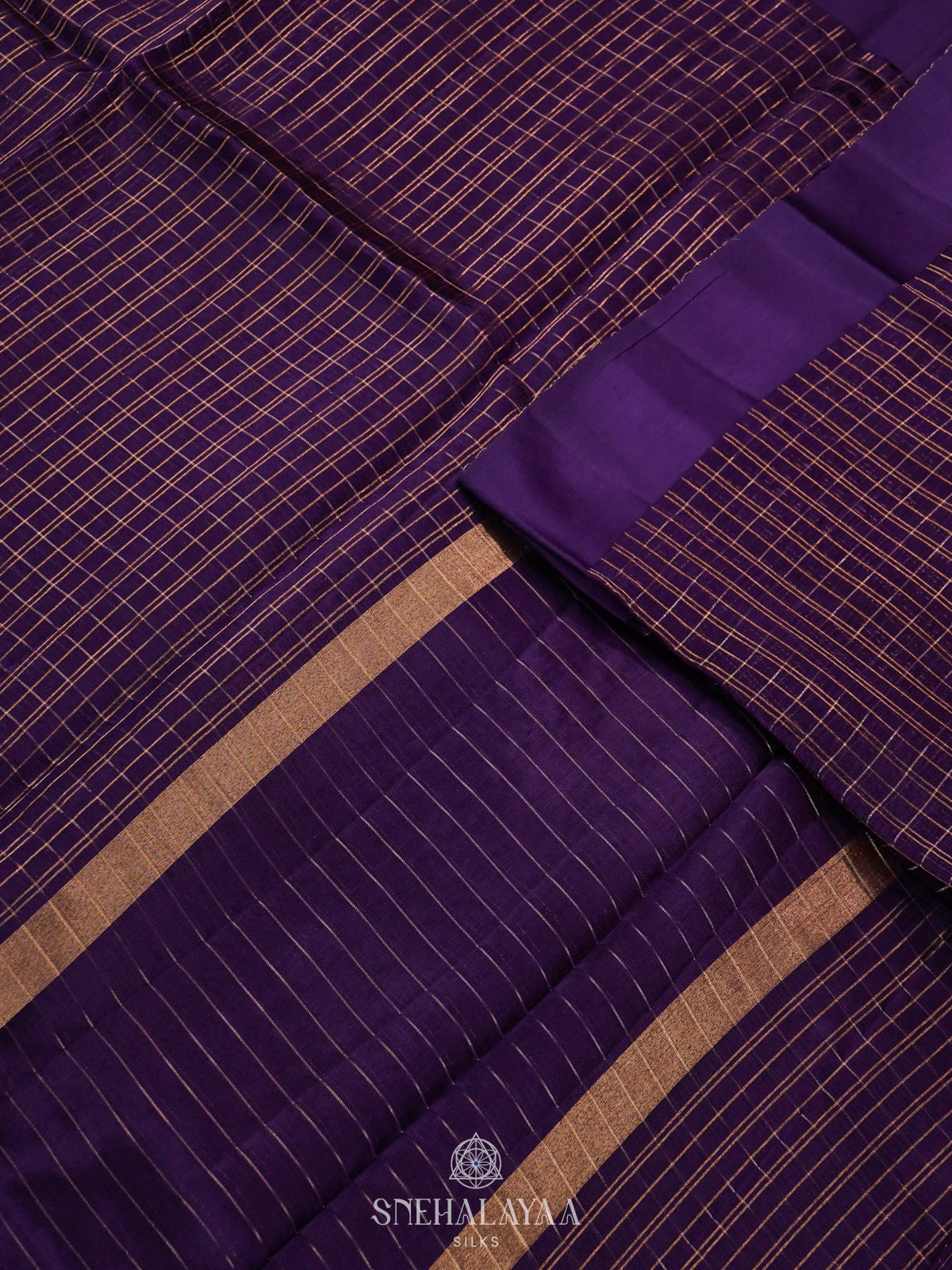 Purple Banaras Kora Silk Saree