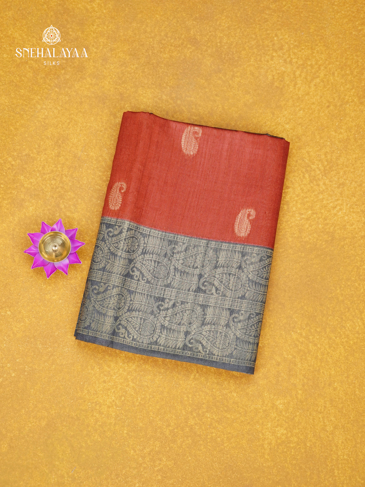 Rust Orange Jute Saree