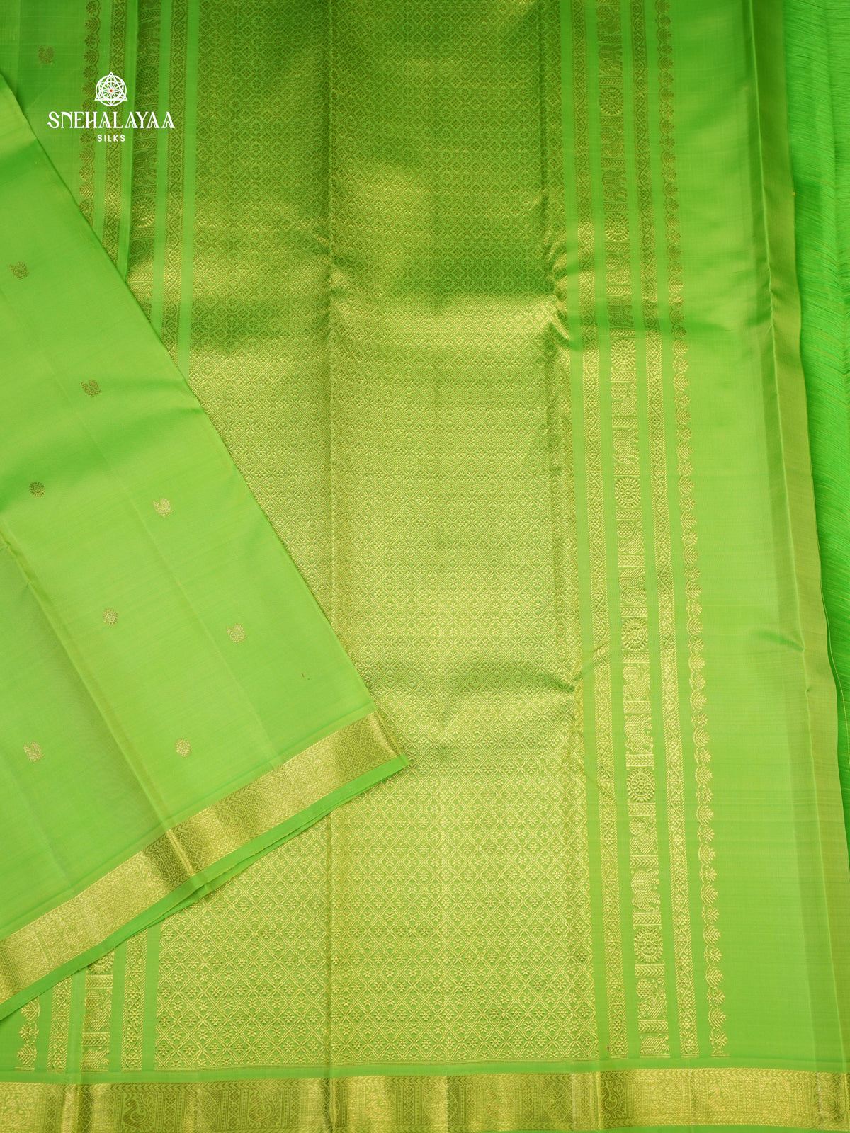 Lime Green Kanjivaram Silk Saree