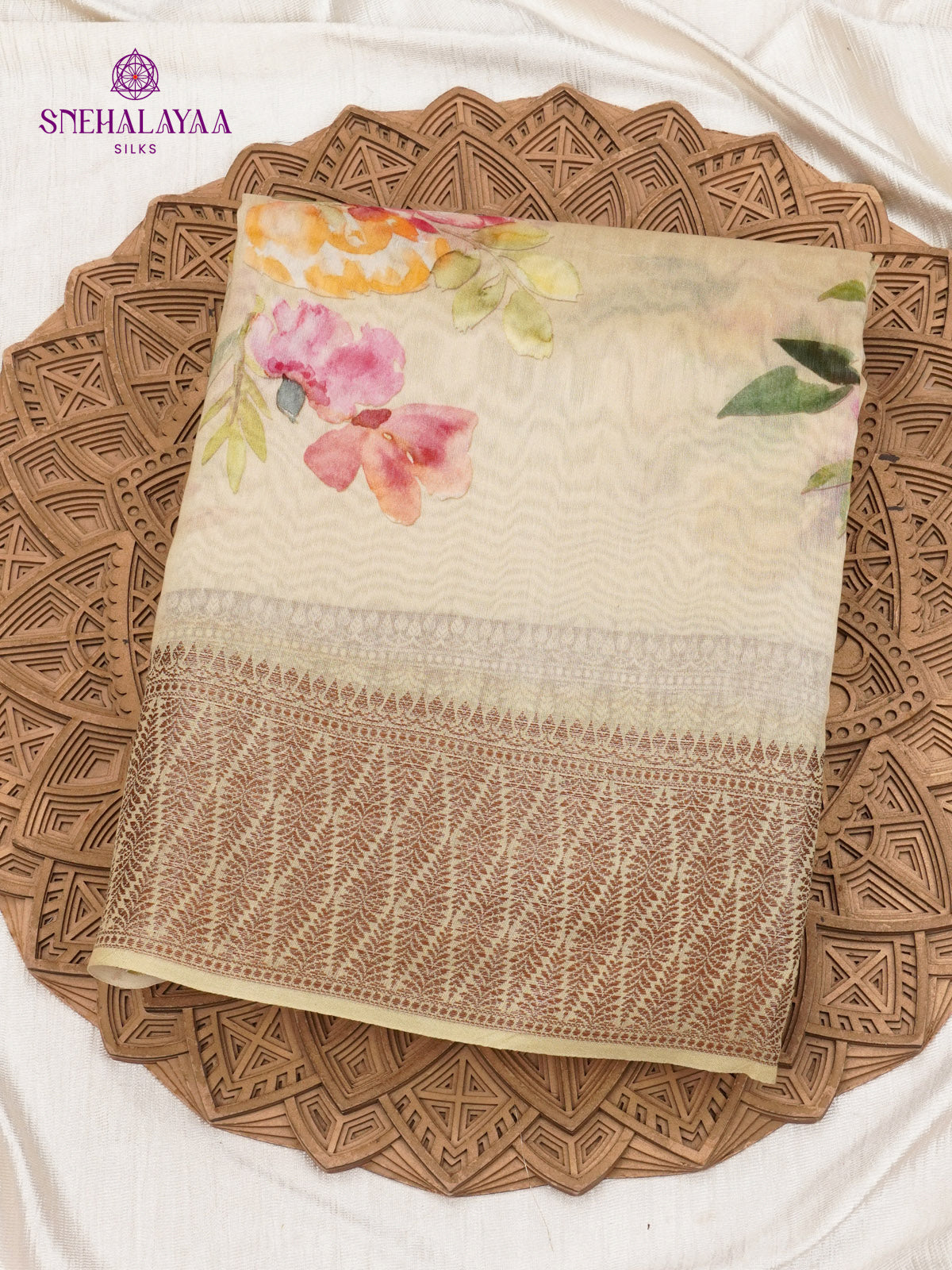 Cream Chanderi Saree