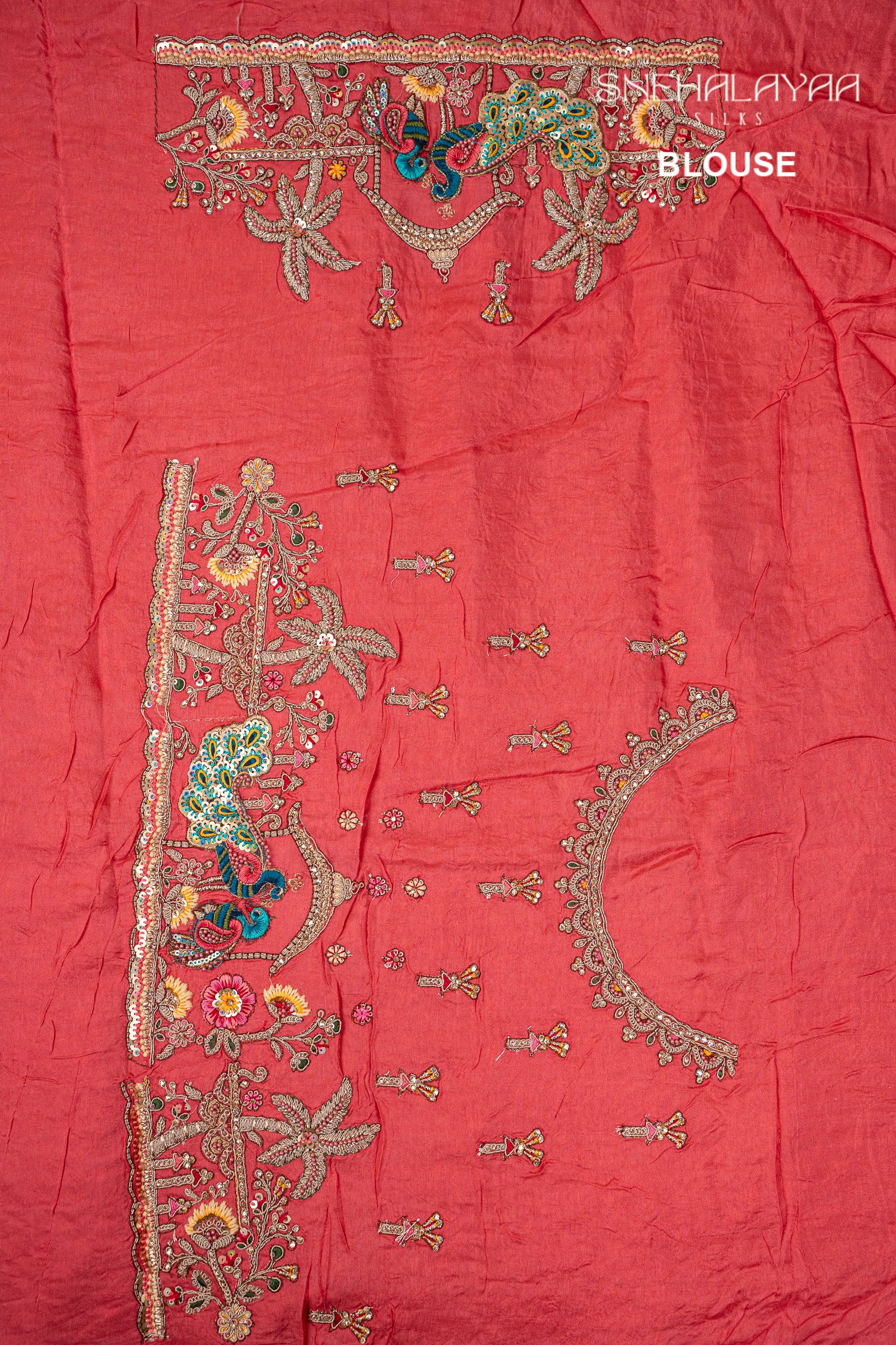 Coral Pink Banaras Saree