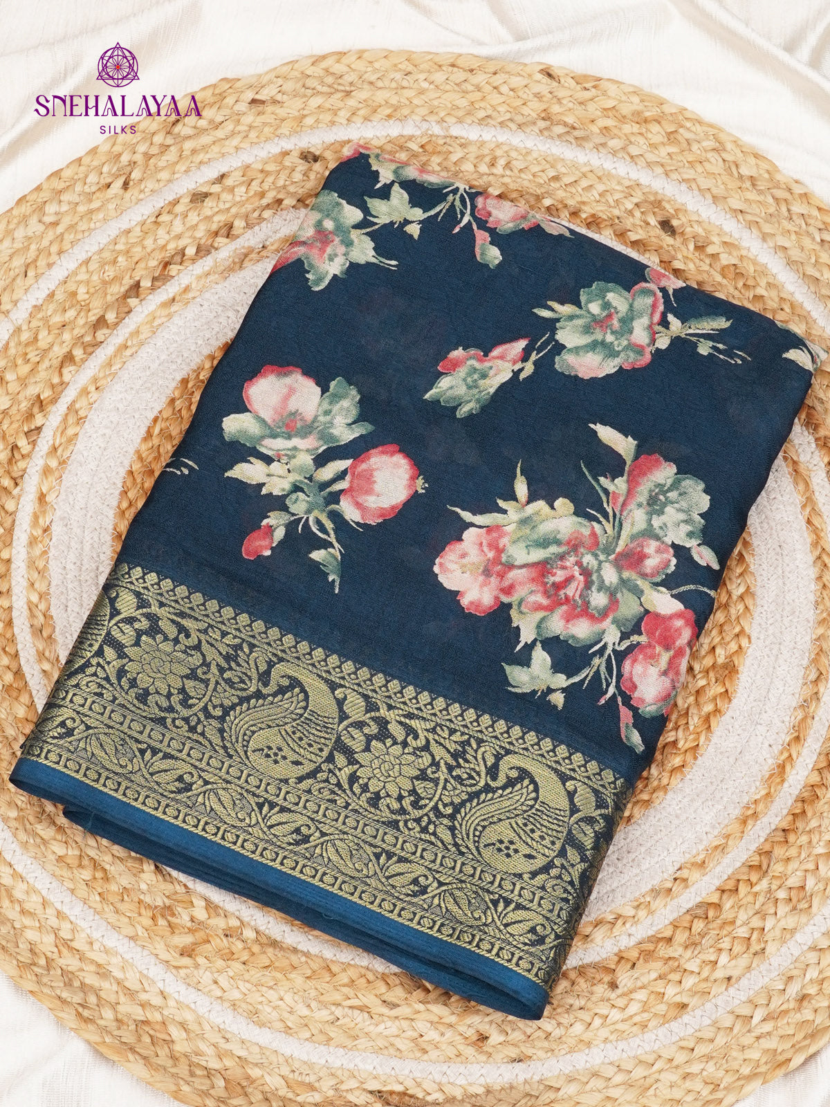 Teal Blue Dola Silk Saree