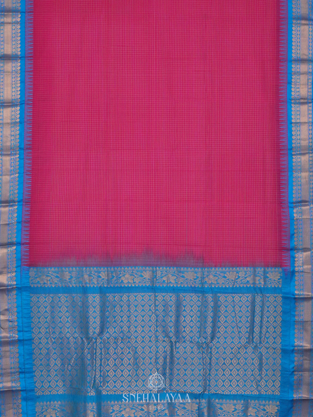 Pink Gadwal Cotton Saree Without Blouse
