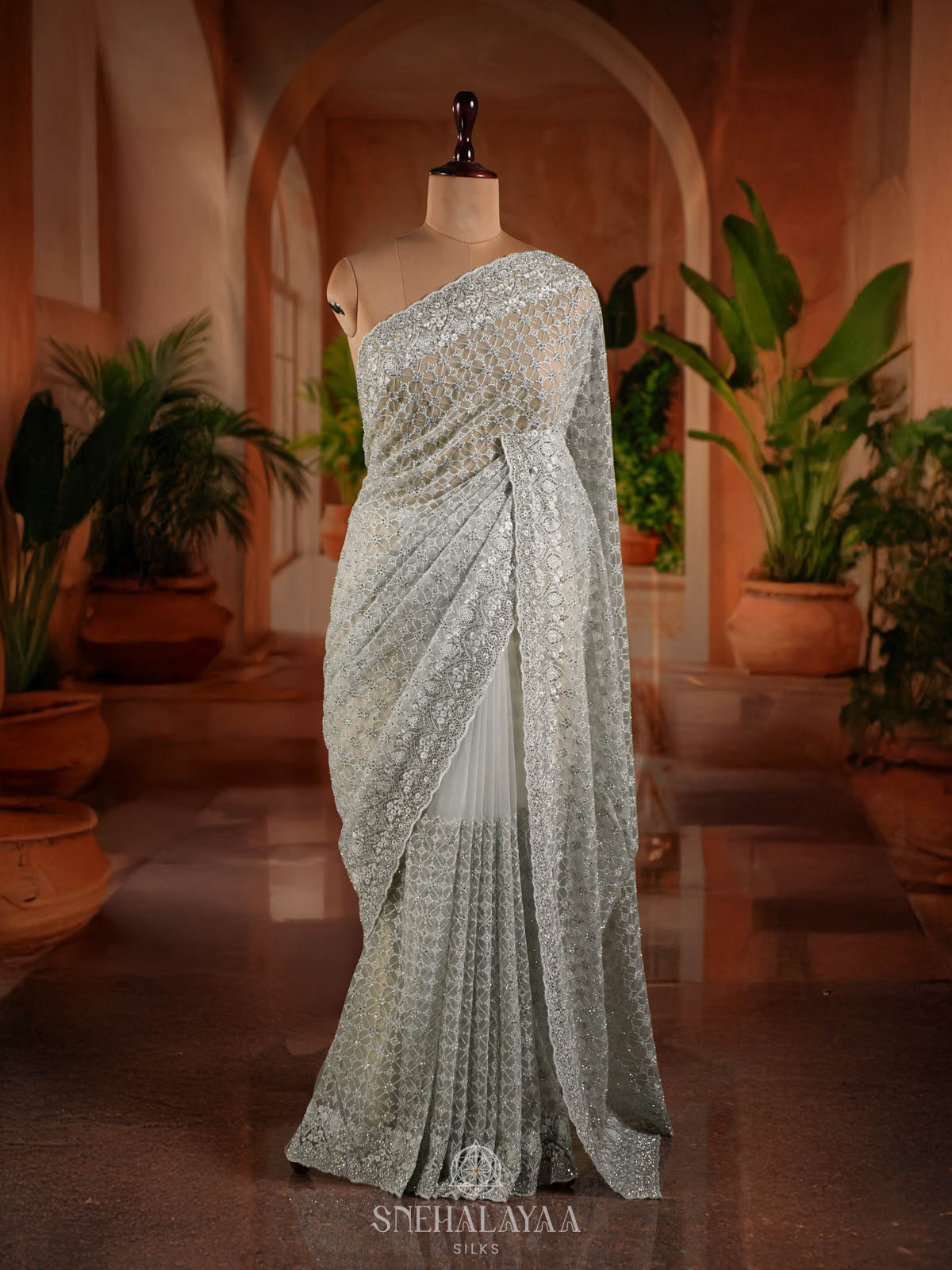 Pale Blue Designer Saree
