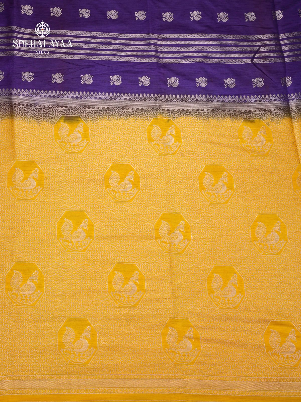 Navy Blue Banaras Dola Silk Saree