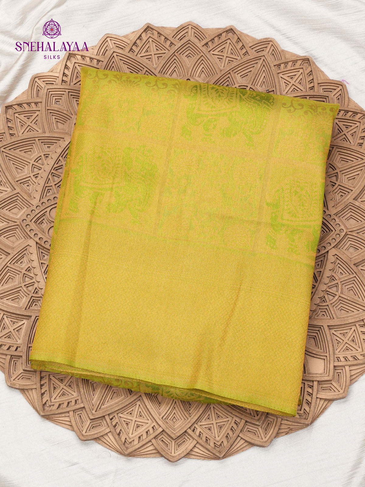 Lime Green Soft Silk Saree