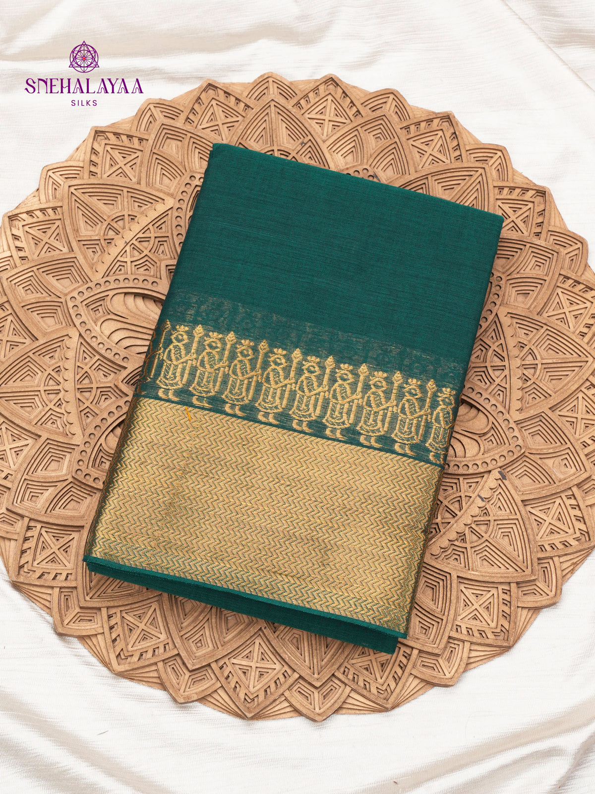 Bottle Green Chettinad Cotton Saree