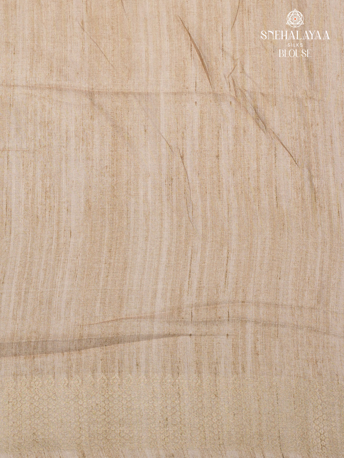 Beige Floral Printed Tussar Saree