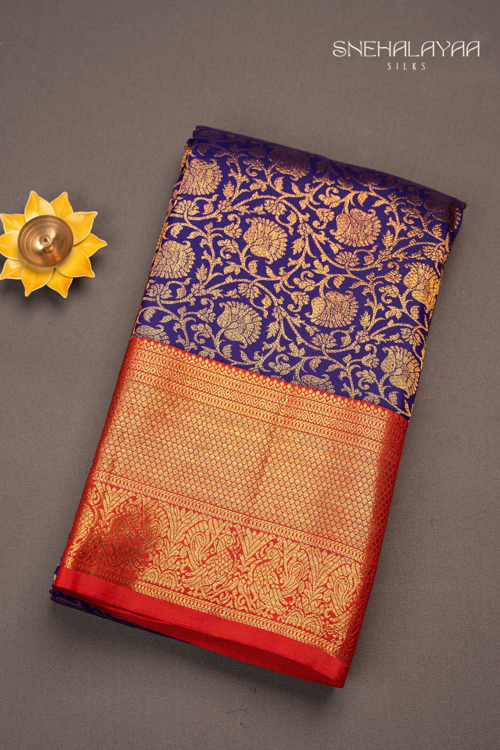 Azure Blue Kancheevaram Silk Saree