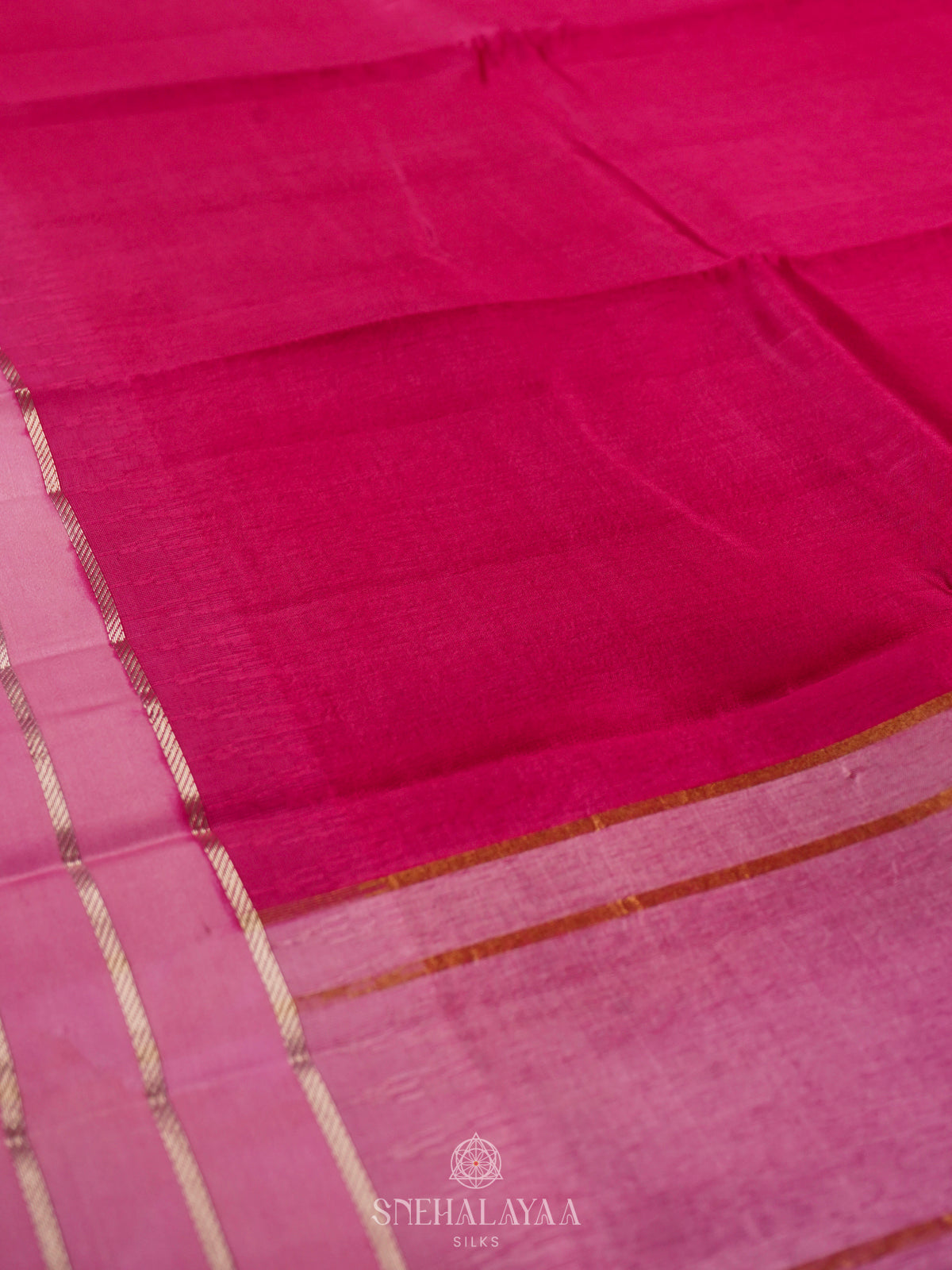 Rani Pink Banaras Kora Silk Saree
