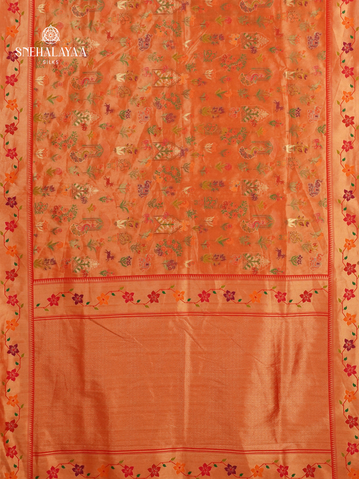 Orange Tissue Paithani Saree