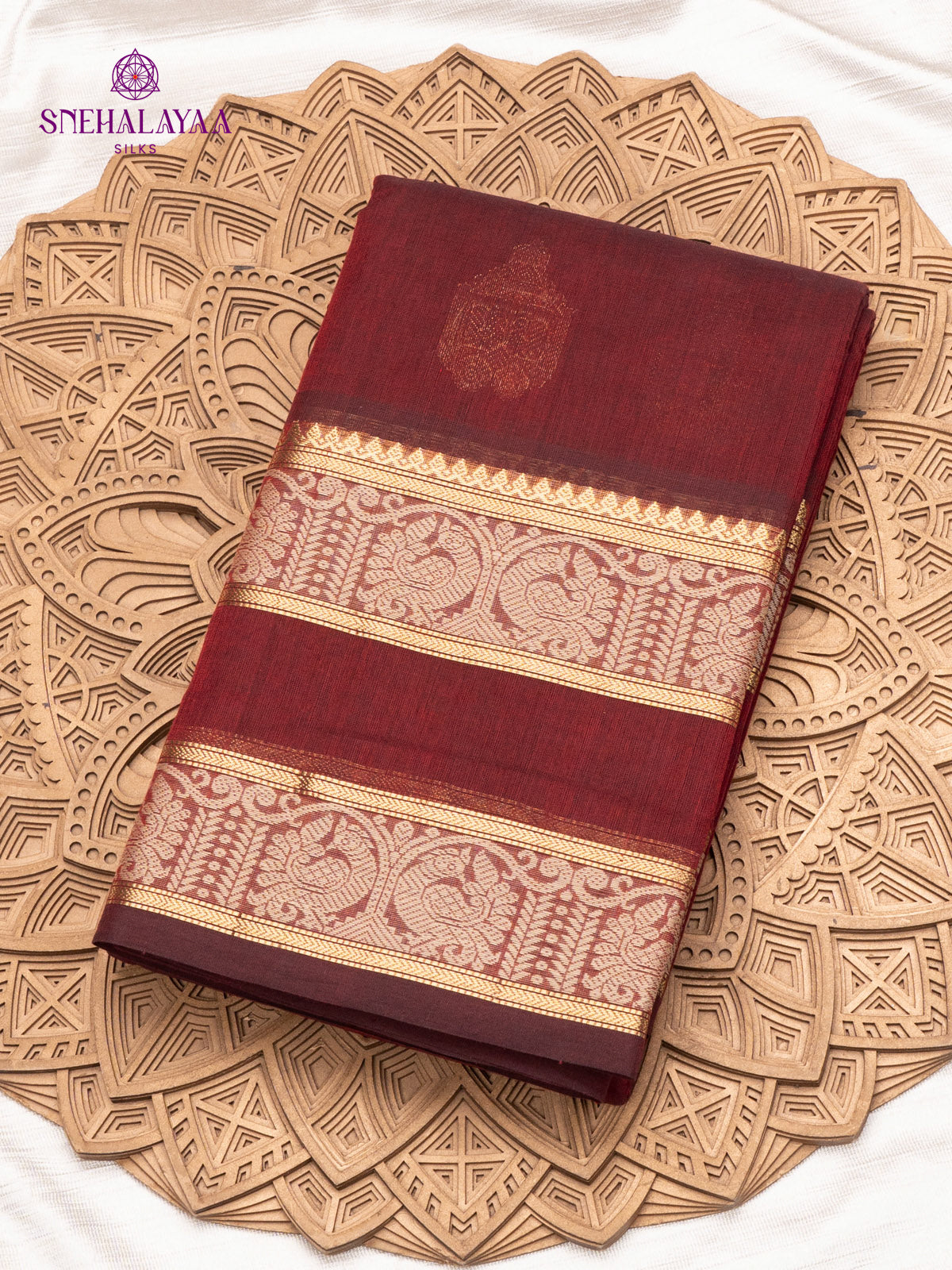 Maroon Pure Kanchi Cotton Saree