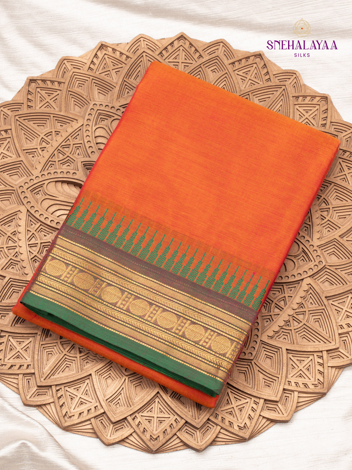 Orange Chettinad Cotton Saree