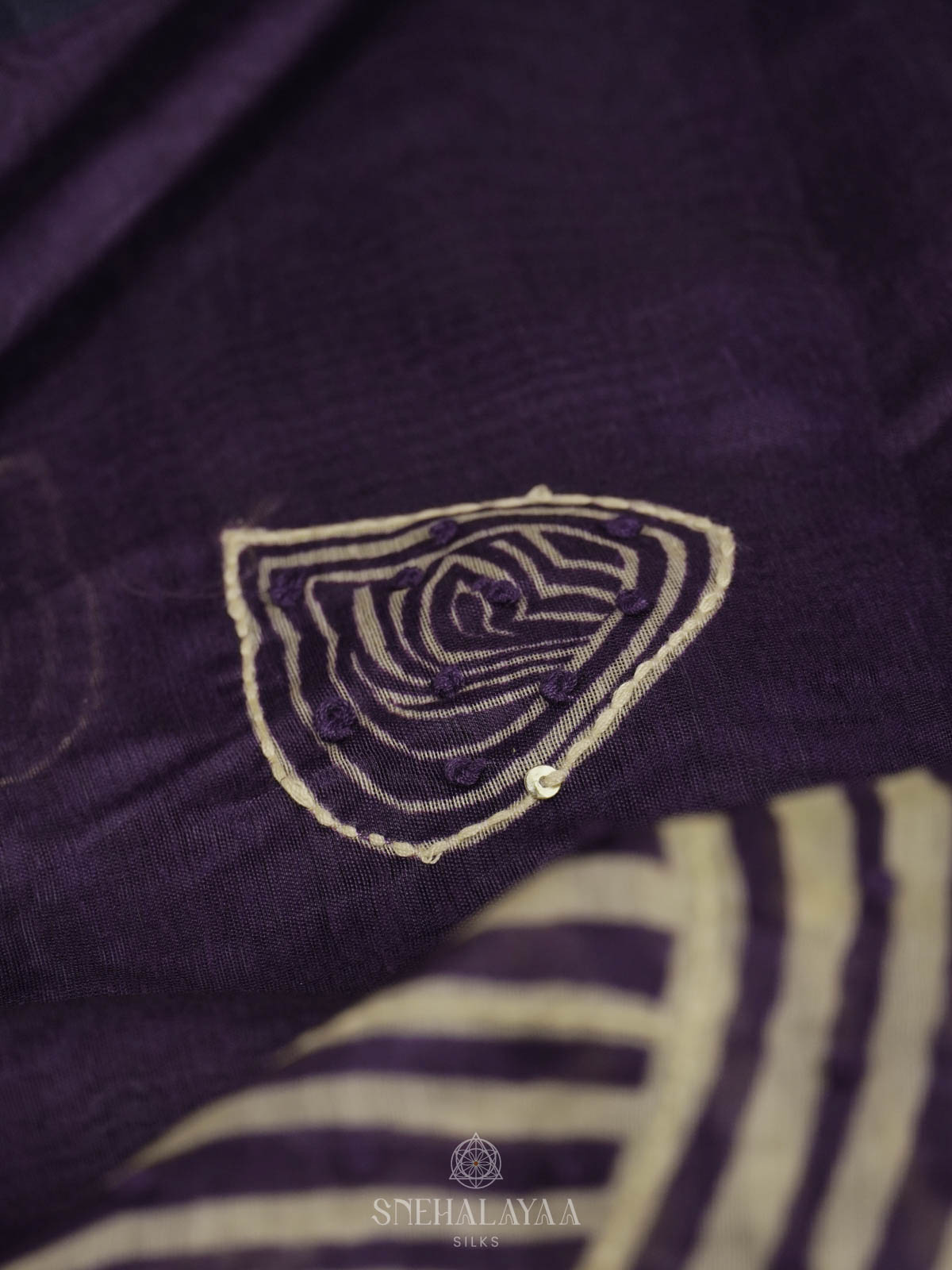Purple Linen Embroidery Saree