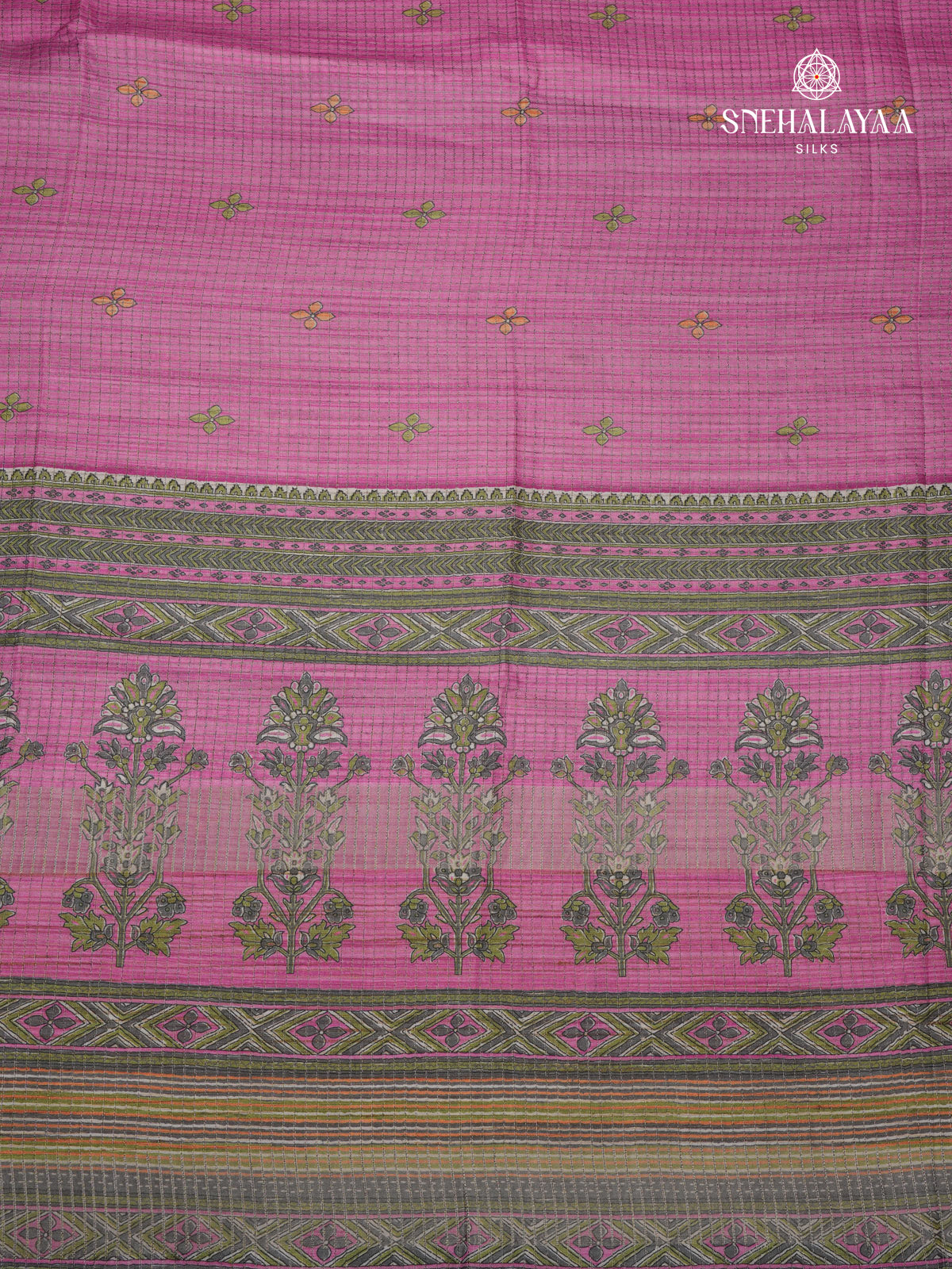 Mulberry Floral Printed Tussar Saree