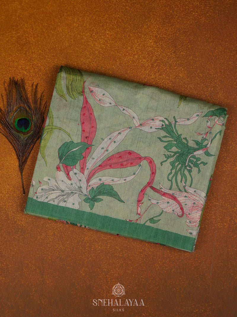 Pale Green Munga Tussar Saree