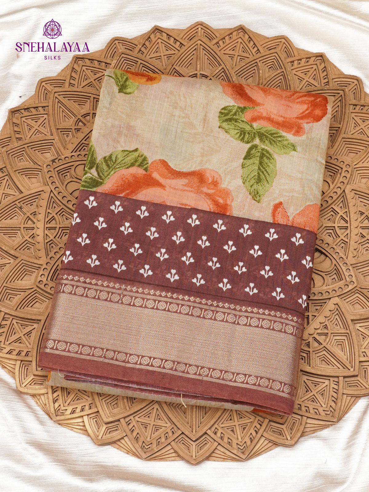 Beige Chanderi Saree