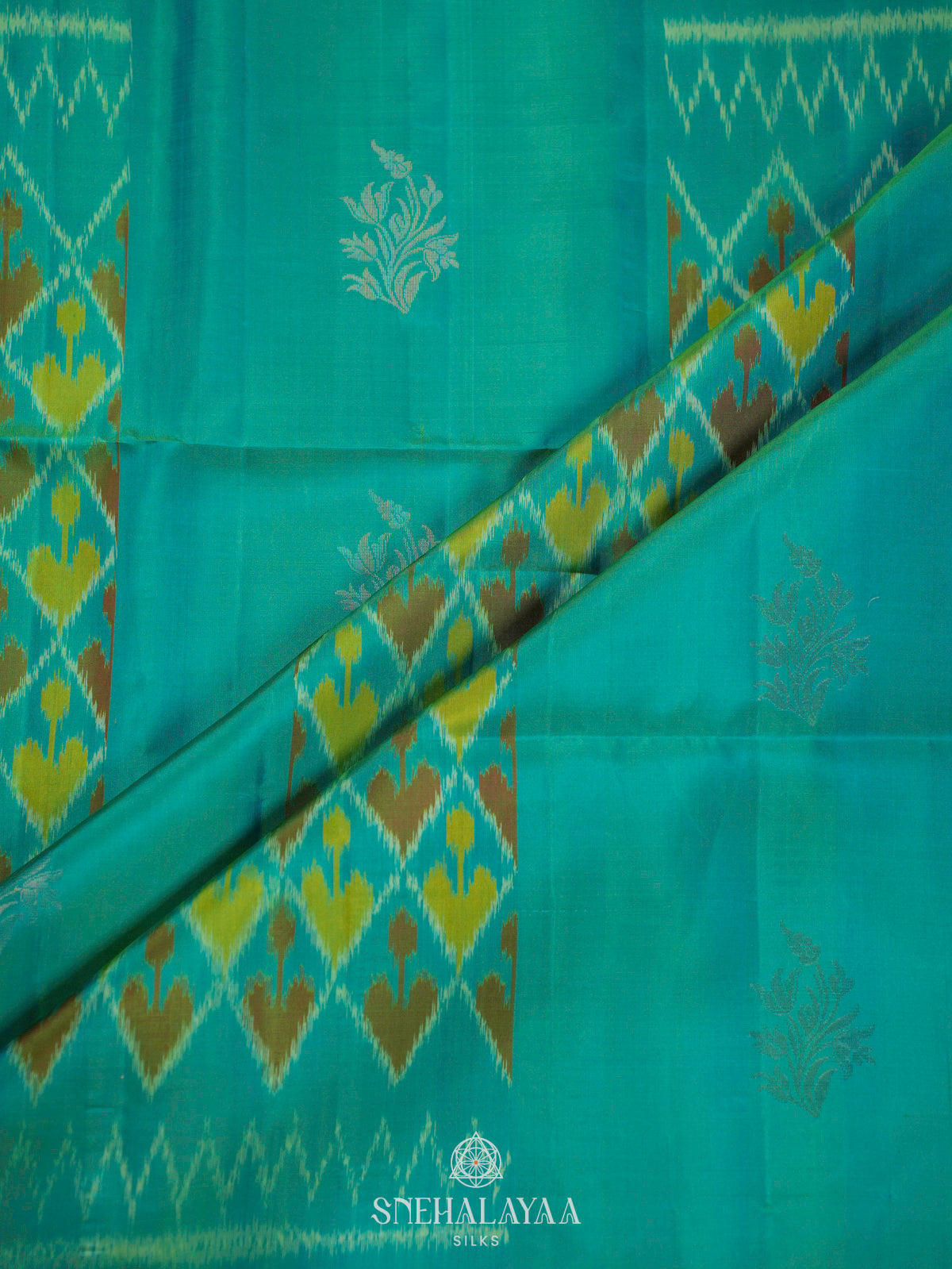 Sky Blue Ikat Soft Silk Saree