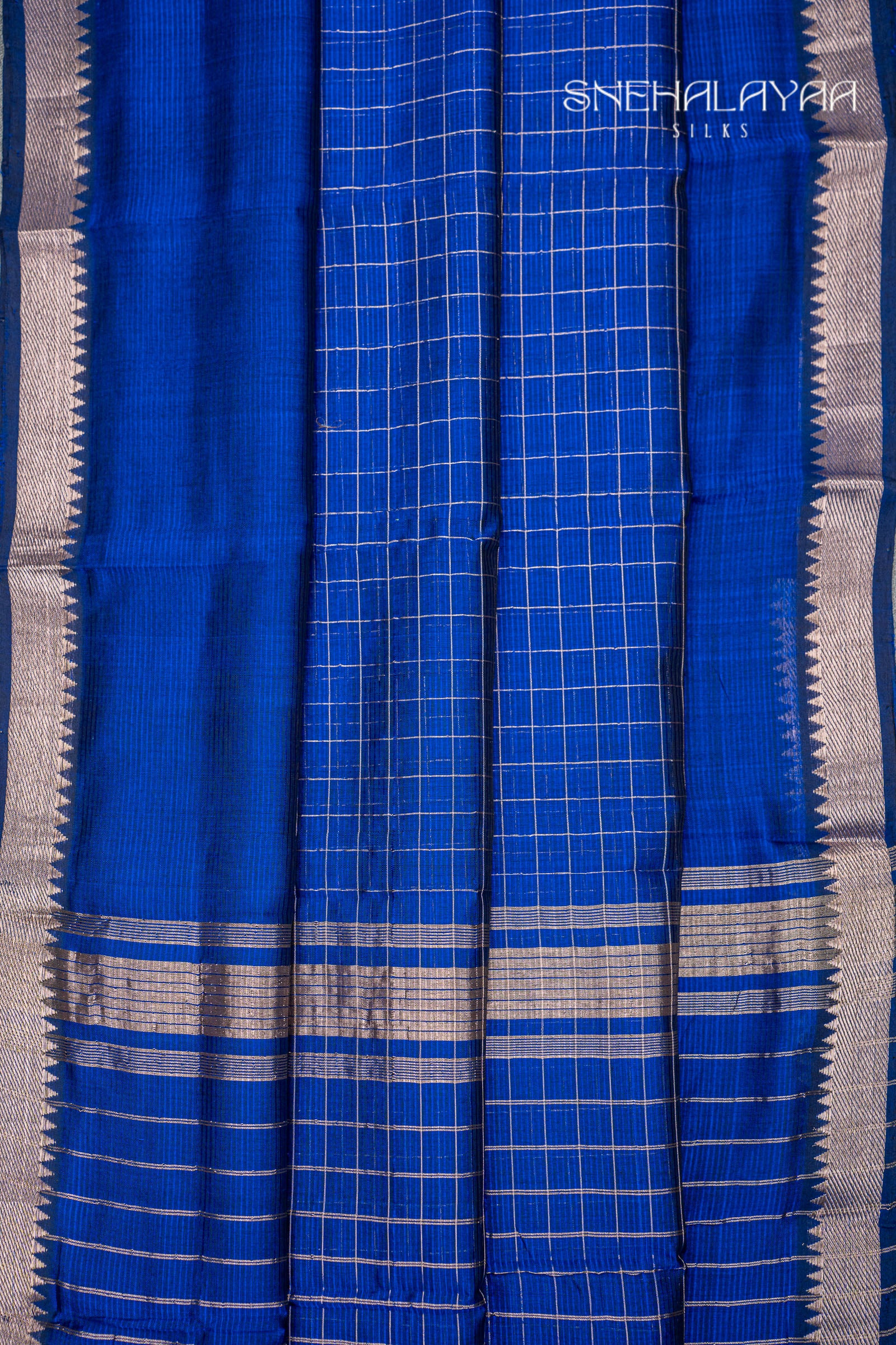 Royal Blue Mangalgiri Silk Saree