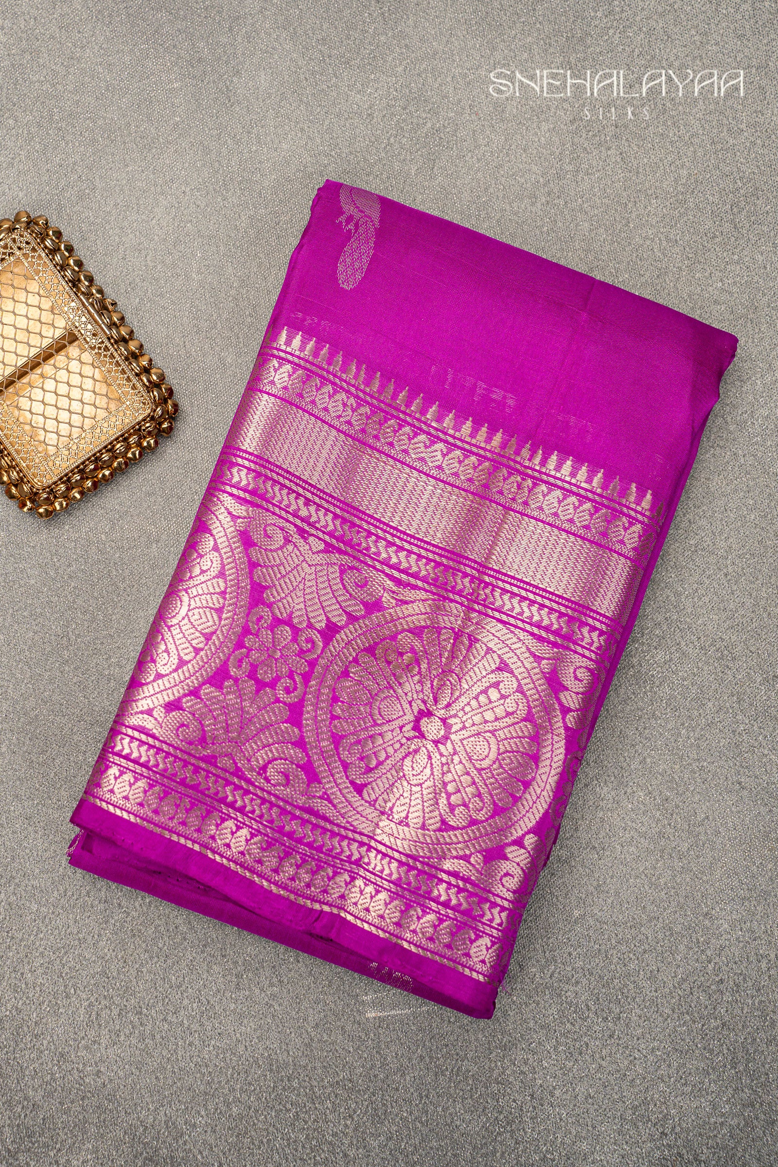 Purple Mangalgiri Silk Saree