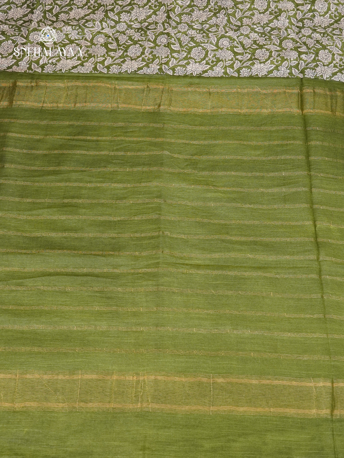 Olive Green Bamboo Silk Saree