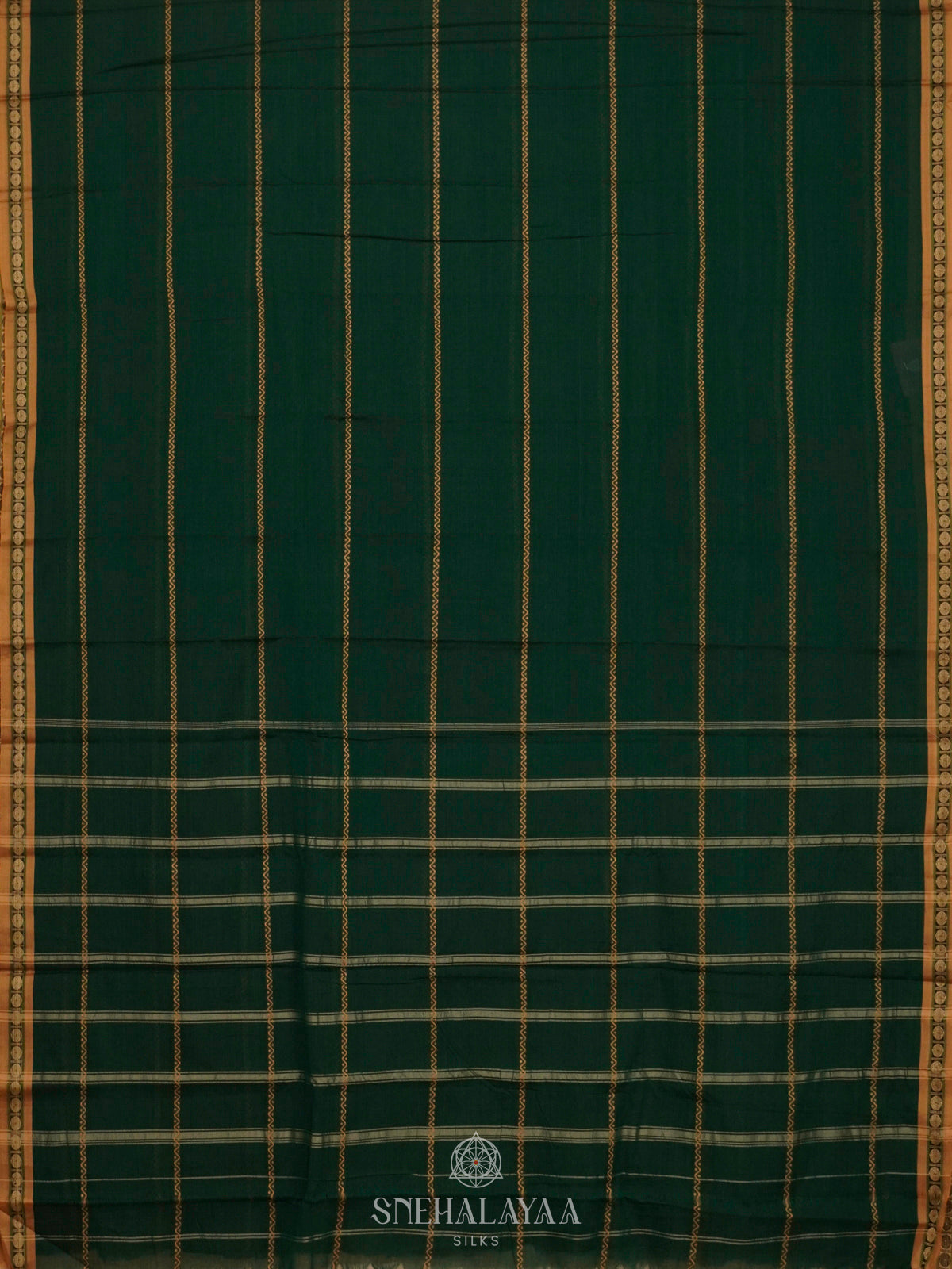 Forest Green Narayanpet Cotton Saree without Blouse