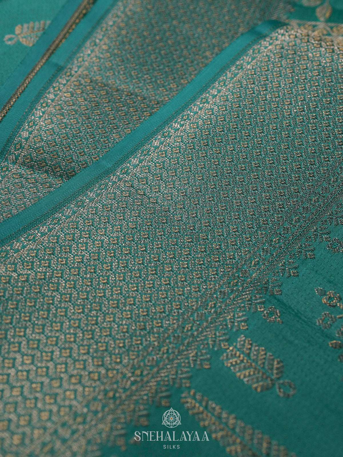 Teal Blue Kanjivaram Silk Saree