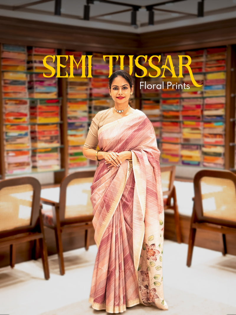 Tussar Sarees with Floral Prints