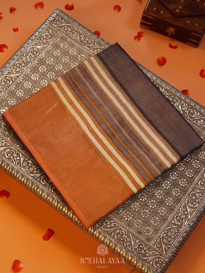 Brown Tussar Saree
