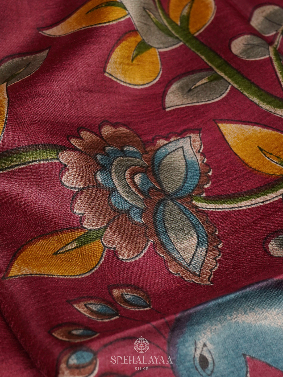 Maroon Tussar Saree